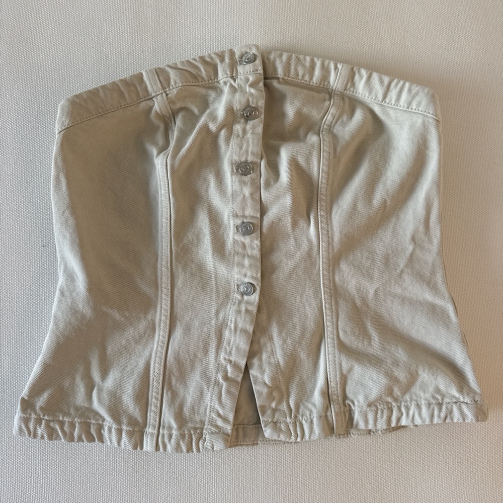 Divided H&M Beige Button-Up Strapless Top